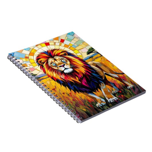 Levendig kleurrijk leeuwenmozaïek notitieboek (Rechterzijde)