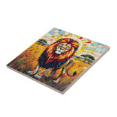 Levendig kleurrijk leeuwenmozaïek tegeltje (Zijkant)