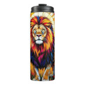 Levendig kleurrijk leeuwenmozaïek thermosbeker (Voorkant)