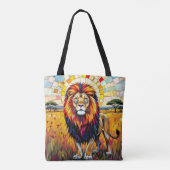 Levendig kleurrijk leeuwenmozaïek tote bag (Achterkant)