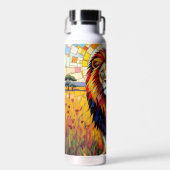 Levendig kleurrijk leeuwenmozaïek waterfles (Voorkant)