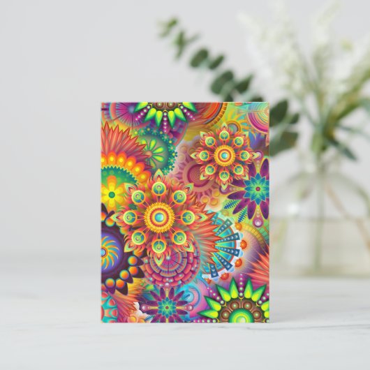 Levendig kleurrijk Mandalas Patroon Briefkaart (Staand voorkant)