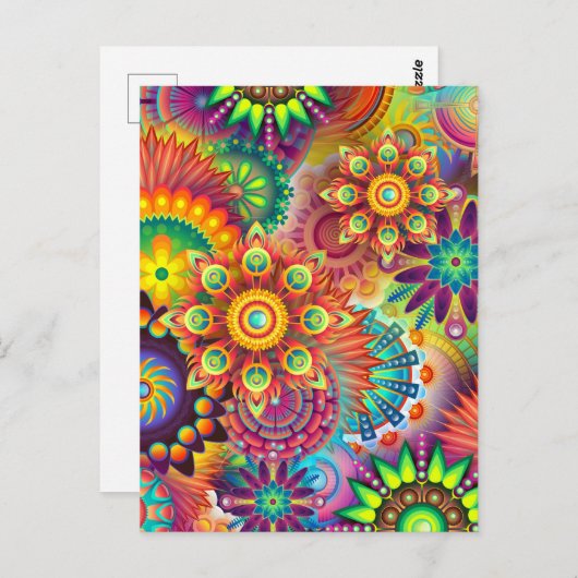 Levendig kleurrijk Mandalas Patroon Briefkaart (Voorkant / Achterkant)