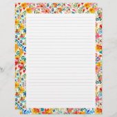 Levendig kleurrijk met bloemen gevoerd briefpapier (Voorkant / Achterkant)