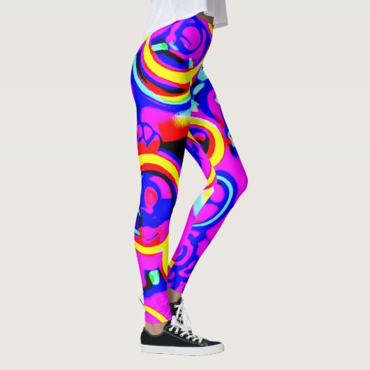 Levendig kleurrijk neonpatroon leggings (Rechts)