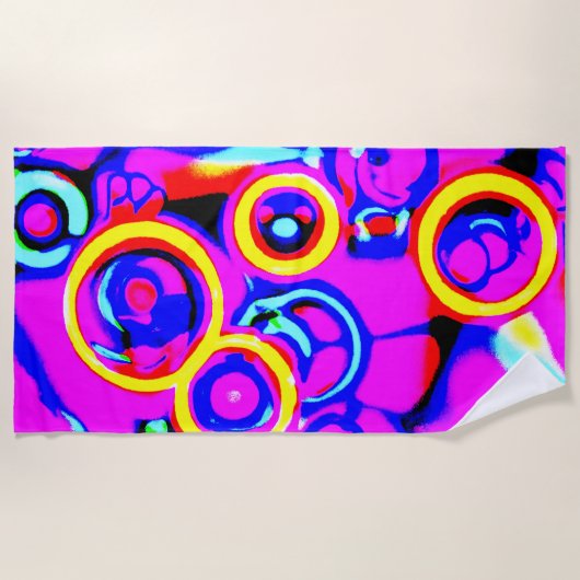 Levendig kleurrijk neonpatroon strandlaken (Voorkant)