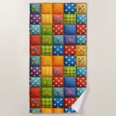 Levendig kleurrijk patchwork quilt patroon strandlaken (Voorkant)