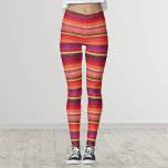 Levendig kleurrijk stof strepen patroon leggings<br><div class="desc">Levendig kleurrijk stof strepen patroon</div>