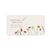 Levendig kleurrijk Wildflower Modern trouwadres Etiket (Voorkant)