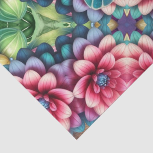 Levendig kleurrijk Zeeen schildpad bloemmotief Tissuepapier (Detail)