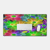 Levendig Kleurrijke Abstracte Bloemen - Desk Mat (Keyboard & Muis)