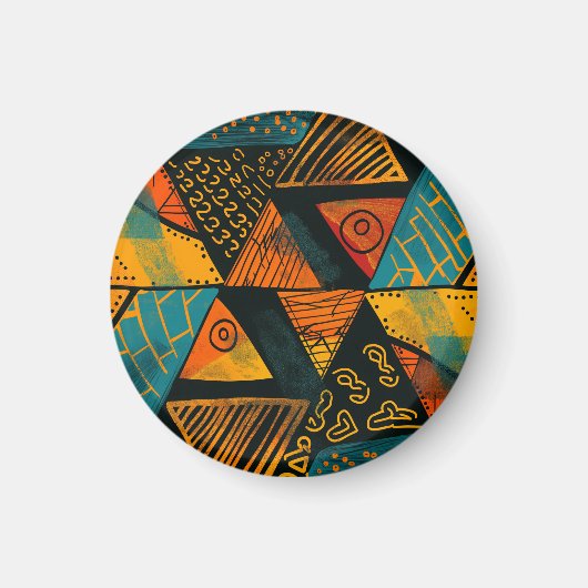 Levendig kleurrijke driehoeken met stampatronen magneet (Voorkant)