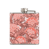 Levendig koraal bloempatroon gepersonaliseerd heupfles (Achterkant)