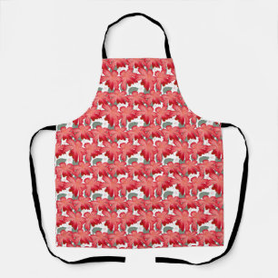 Levendig Koraal Bloempatroon   Krachtige Rode Bloe Schort