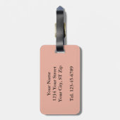 Levendig koraal bloempatroon monogram bagagelabel (Achterkant verticaal)