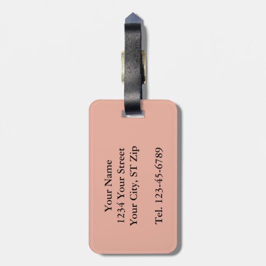 Levendig koraal bloempatroon monogram bagagelabel (Achterkant verticaal)