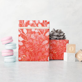Levendig Koraal Glans Witte Glitter Patroon Cadeaupapier
