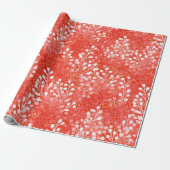 Levendig Koraal Glans Witte Glitter Patroon Cadeaupapier (Uitgerold)