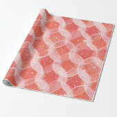 Levendig Koraal Glans Witte Glitter Patroon Cadeaupapier (Uitgerold)