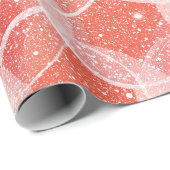 Levendig Koraal Glans Witte Glitter Patroon Cadeaupapier (Rol Hoek)