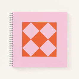Levendig koraal & pastelroze geometrisch notitiebo notitieboek