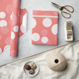 Levendig Koraal Schitterend Wit Glitter Patroon Cadeaupapier