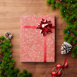 Levendig Koraal Schitterend Wit Glitter Patroon Cadeaupapier