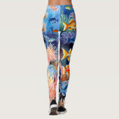 Levendig Koraalrif Aquarel Leggings (Achterkant)
