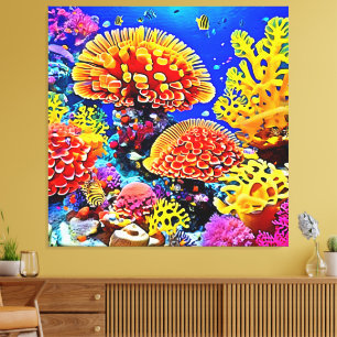 Levendig Koraalrif Zee Wonder Kunst Canvas Afdruk