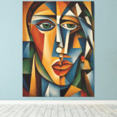 Levendig kubisme Vrouw Portret Picasso Braque Canvas Afdruk (Insitu (Houten vloer))