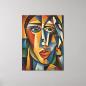 Levendig kubisme Vrouw Portret Picasso Braque Canvas Afdruk (Voorkant)