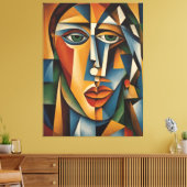 Levendig kubisme Vrouw Portret Picasso Braque Canvas Afdruk (Insitu (Woonkamer))