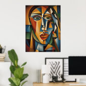 Levendig kubisme Vrouw Portret Picasso Braque Poster (Thuiskantoor)