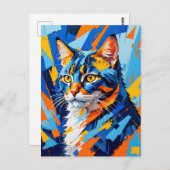 Levendig kubistisch kattenschilderij briefkaart (Voorkant / Achterkant)