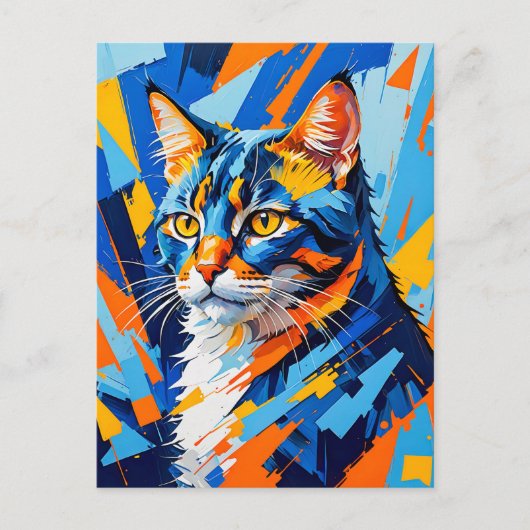 Levendig kubistisch kattenschilderij briefkaart (Voorkant)
