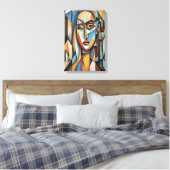Levendig kubistisch portret Abstracte geometrische Canvas Afdruk (Insitu (Slaapkamer))
