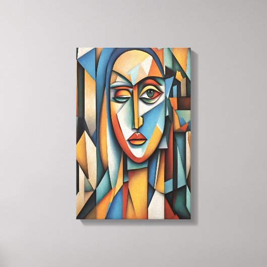 Levendig kubistisch portret Abstracte geometrische Canvas Afdruk (Voorkant)