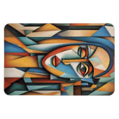 Levendig kubistisch portret Abstracte geometrische Magneet (Horizontaal)