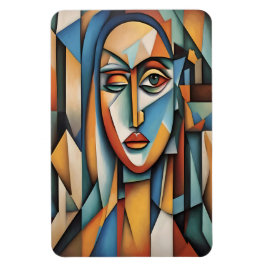 Levendig kubistisch portret Abstracte geometrische Magneet