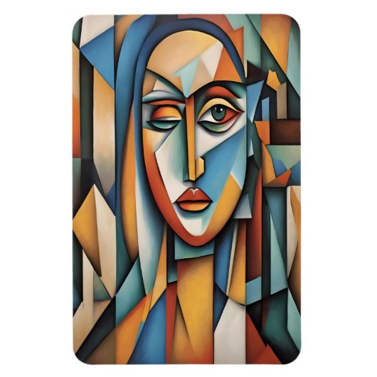Levendig kubistisch portret Abstracte geometrische Magneet (Verticaal)