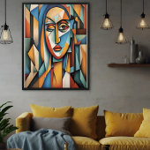 Levendig kubistisch portret Abstracte geometrische Poster