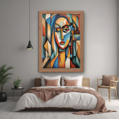 Levendig kubistisch portret Abstracte geometrische Poster