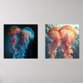 Levendig kwallenpaar muurkunst sets (Voorkant)