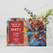 💀 Levendig La Calavera in blauw Kaart (Staand voorkant)