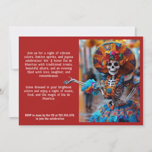 💀 Levendig La Calavera in blauw Kaart (Achterkant)