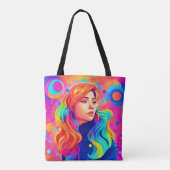 Levendig Lady Digitaal Kunstwerk Tote Bag (Achterkant)