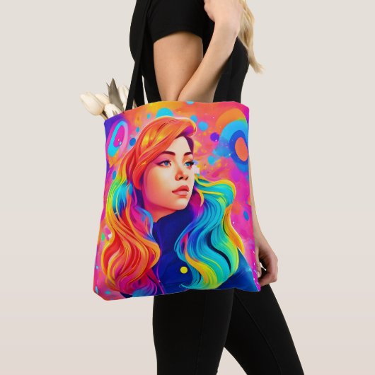 Levendig Lady Digitaal Kunstwerk Tote Bag (Dichtbij)