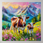 Levendig landelijk landschap met Koeien Poster (Voorkant)