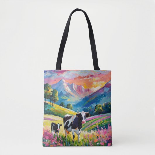 Levendig landelijk landschap met Koeien Tote Bag (Voorkant)