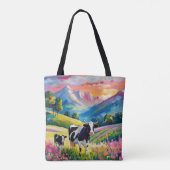Levendig landelijk landschap met Koeien Tote Bag (Achterkant)